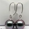 Dangle Earrings Charming 10-11mm Tahitian Round Bacl Red Pearl Earring 925s