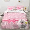 Bedding Sets Luxury 3D Conjunto Europa Rainha King Double Toupet Capa Linho de linho confortável manta Quilt Bow Pink 221206