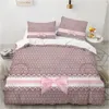 Bedding Sets Luxury 3D Conjunto Europa Rainha King Double Toupet Capa Linho de linho confortável manta Quilt Bow Pink 221206