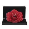 Schmuckbeutel Diamantförmige Ringe Box Display Geschenkhalter Hochzeit Verlobungsring Fall Rose Blume für Frauen