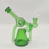2022 6 Cal zielona podwójna rurka szklana fajka wodna Bong Dabber Rig Recycler Bongs fajki 14.4mm złącze żeńskie ze zwykłą miską US Warehouse