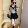 Clothing Sets Summer Girls 2 Pcs Set Toddler T Shirt Skorts Kids Suits For Baby Children Fashion Clothes Brand Preppy Style 4-13Y