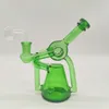 2022 6 Inch Green Twin Tube Glass Water Pipe Bong Dabber Rig Recycler Bongs Smoke Pipes 14.4mm Female Joint with Regular Bowl US Warehouse