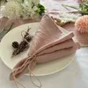 Table Napkin 4PCS 40x40cm Linen Napkins Natural Material Soft Durable For Dinning Party Wedding Decoration