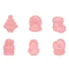 Bakvormen 6pcs 3d cartoon stempel Diy Home Konte Kerstontwerp Schattige banketbakker eenvoudig Clean Gift Cookie Cutter Biscuit Mold Bakeware