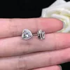 Stud Earrings 14K White Gold AU585 0.5Ct Each Heart Shape Engagement Diamond Romantic Jewelry