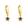 Hoop Earrings 1 Pair Shiny Pentagram Star Crystal Zircon Dangle Gold Color Small Hoops Piercing Earring For Women Fine Jewelry Gifts