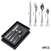 Flatware sets 4 stks/ingesteld servies voor een draagbaar gedrukt roestvrij staal multi color lepel vork messenset reissuurgerei servies met kleurrijk