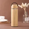 Thermos 350 450ml Thermos di bambù Bicchieri per bottiglie d'acqua in acciaio inossidabile Tazza da caffè portatile per boccetta sottovuoto per l'home office Personalizzato 221203