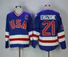 Custom 1980 Team USA Hockey Jerseys 3 Ken Morrow 16 Mark Pavelich 20 Bob Suter Heren genaaid USA Vintage Hockey Uniforms Blue White
