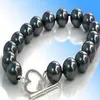 Pretty Black Madre 14 mm Pearl Shell Heart Broche Bracelet Bangle Gift 7.5 ''