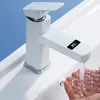 Badezimmer Waschbecken Wasserhähne Schwarz Weiß Touch LED Digitale Temperaturanzeige Becken Wasserhahn Kaltmischer Nicht Elektrisch Für Küche Tap Zubehör 221203