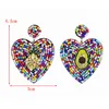 매달린 귀걸이 Zhini DIY Personality Avocado Handmade for Women Boho Gothic Bead Heart Big Drop Earring Party Jewelry