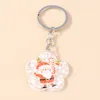 Julnyckelringar Santa Claus Cartoon Keychain Bagage Bag Dekorativ Pendant Keyring Gift Key Chain