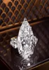 Ins top продавать блестящее крупное бриллиантовое кольцо роскошные украшения 925 Серебряная серебряная вода капля белая топаз драгоценные камни Женские обручальные кольца R8226907