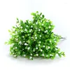 Decorative Flowers 1/5/12pcs Artificial Simulation Plants Fake Flower Small Bonsai Green Grass Plastic Plant Wedding Home Table Decorations