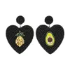 매달린 귀걸이 Zhini DIY Personality Avocado Handmade for Women Boho Gothic Bead Heart Big Drop Earring Party Jewelry