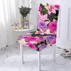 Chair Covers Pastoral Floral Elastic Red Rose Blue Flowers Anti-dirty Slipcovers Spandex Dinning Room Home Decor Wedding