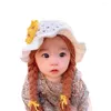 Hats Baby Girls Braided Wig wełniana przędza dzianina kapelusz słonecznik