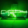네온 사인 라이트 건 AK 47 슈퍼 쿨 교수형 램프 사용자 정의 로그인 로고 장식 램프 게임 룸 숍 벽 장식