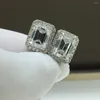 Stud Earrings Classic 925 Sterling Silver Total 4 Ct Brilliant Cut Pass Diamond D Color Emerald Moissanite Women Jewelry