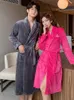 Hemkläder Kvinnor Robe Coral Fleece Sleepwear Winter Thicken Kimono Bathrobe Glown Soft Par Flanell Nightwear Men Home Clothes 221202