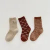 Chaussettes pour enfants enfants assortis doux confortable carton mignon ours bébé fille automne rétro fleur de fleur coton tuyau doux cerise 221203