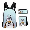 Backpack Hip Hop Fashion Illymation 3D Print 3pcs/Set Pupil School Bags Laptop Daypack Inclined Shoulder Bag Pencil Case