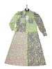 Корт в стиле зеленое цветочное длинное платье 2023 Осеннее ошейник пузырьковый рукав контраст цвето