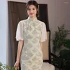 Etniska kläder 2023 Spring Chinese Traditionell klänning Cheongsam Qipao Vestidos de Mujer Robe Chinoise för kvinnor Noche Wedding