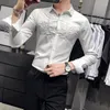 Casual shirts voor heren blad borduurwerk mode mode met lange mouwen tuxedo zakelijke jurk mannen kleding 2022 eenvoudige slanke fit prom/club blouse homme