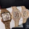 Нарученные часы Square Case Men Luxury Iced Out Watch Golden Color Diamond VVS VVS1 Автоматические механические часы