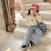 Jeans lente en herfst Korean Girls Fashion Kids kleding Wijd been broek Casual broek trend kleding 221203