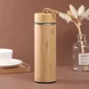 Thermos 350 450ml Thermos di bambù Bicchieri per bottiglie d'acqua in acciaio inossidabile Tazza da caffè portatile per boccetta sottovuoto per l'home office Personalizzato 221203