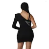 Casual Dresses 2022 Bankett One Shoulder Night Party Club Age Reduction Energetic Sexy Dress Chic Ladies Slim