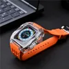 Apple Watch Series 8 7 6 5 4 SE 프리미엄 투명 폴리 카보네이트 변형 키트 Fluororubber 보호 케이스 밴드 스트랩 커버 44mm 45mm