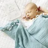 Battaniye kundaklama organik pamuklu muslin battaniye çift gazlı banyo havlu bebek püskül doğdu büyük bebek bezi kundak sargı besleme po props 221203