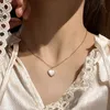 À la mode en forme de coeur pendentif collier opale chaîne brillant femmes 2022 tempérament bijoux tour de cou collier bijoux de mariage cadeaux