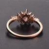 Bagues de cluster Design Romantique Rose Gold Spinel Mariage pour femmes Solide Bague Anniversaire Engagement Party Bijoux