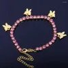 Link bransoletki luksusowy dhinestone motyl tenisowy bransoletka łańcuch ręczny biżuteria dla kobiet Bling Crystal Boler