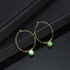 Boucles d'oreilles créoles avec pompon d'huile, diamant coloré, perle ronde en acier inoxydable, à la mode pour femmes, cadeau de fiançailles pour amoureux