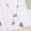 Luxury quaity 6pcs flower pendant necklace with sparkly diamond platinum color have stamp PS7054A