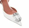 Top Design Amina Muaddi Camelia Sandals Buty Women Satin Crystal Bluckle ozdobić Slingback Lady Party Wedding Heels EU35-42