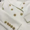 Женские костюмы Blazers Top Quality White Women Slim Elegant Jacket Fitting Metal Lion Blowons с двойной грудью Femme 220303ZMEL