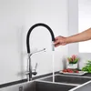 Kitchen Faucets Filter Black Dual Spout Drinking Water Mixer 360 Degree Rotation Cold Purification Feature Tap 221203