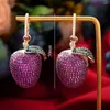 Boucles d'oreilles mode cubique zircone pendentif goutte pour les femmes de luxe coréen mignon pomme fruits boucle d'oreille bijoux de fête de mariage