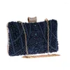 Torby wieczorowe vintage torebka żeńska luksusowa koralik ciemnoniebieski imprezowy torebki torby