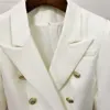 Abiti da donna Blazer di alta qualità Bianco da donna Slim Elegante giacca aderente Bottoni in metallo con leone Doppio petto Femme 220303zmel