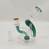 2022 6 Inch Clear Teal Glass Water Pipe Bong Dabber Rig Recycler Bongs Smoke Pipes 14.4mm Female Joint with Regular Bowl US Warehouse