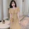 Vestidos de festa Lady Casual Lady Coreana Versão Retro Francesa Kikyo Chiffon Camisa de verão Midi Dress Midi Dress Plus Size Omighty